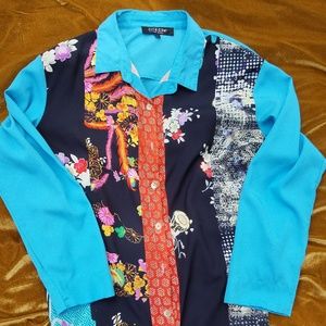 Citron mixed floral blouse